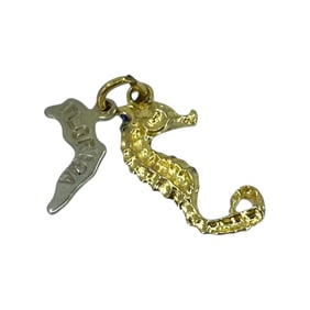 Cute Gold Over Silver Seahorse State Florida Charm, 1.34g