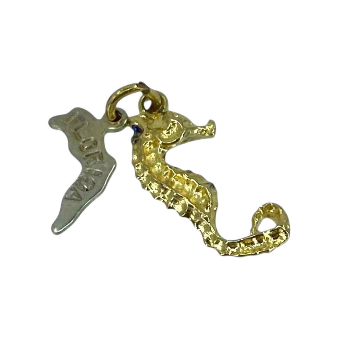 Cute Gold Over Silver Seahorse State Florida Charm, 1.34g (1 of 4)