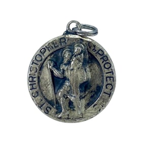 St Christopher Protect Us' Sterling Silver Charm, 3.9g