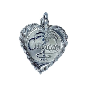 Engraved Curacao Sterling Silver CREA Heart Charm, 2.14g