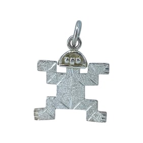 Peruvian Incan Etched Sterling Silver Charm, 0.90g