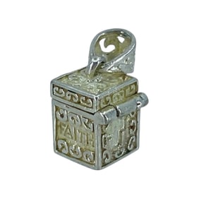 Engraved Christian Locket Sterling Silver Signed Box Charm, 3.78g