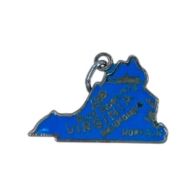 Blue Virginia State Sterling Silver Charm, 1.4g
