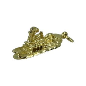 Lovely Gold Over Sterling Silver Steam Boat Charm, 2.21g