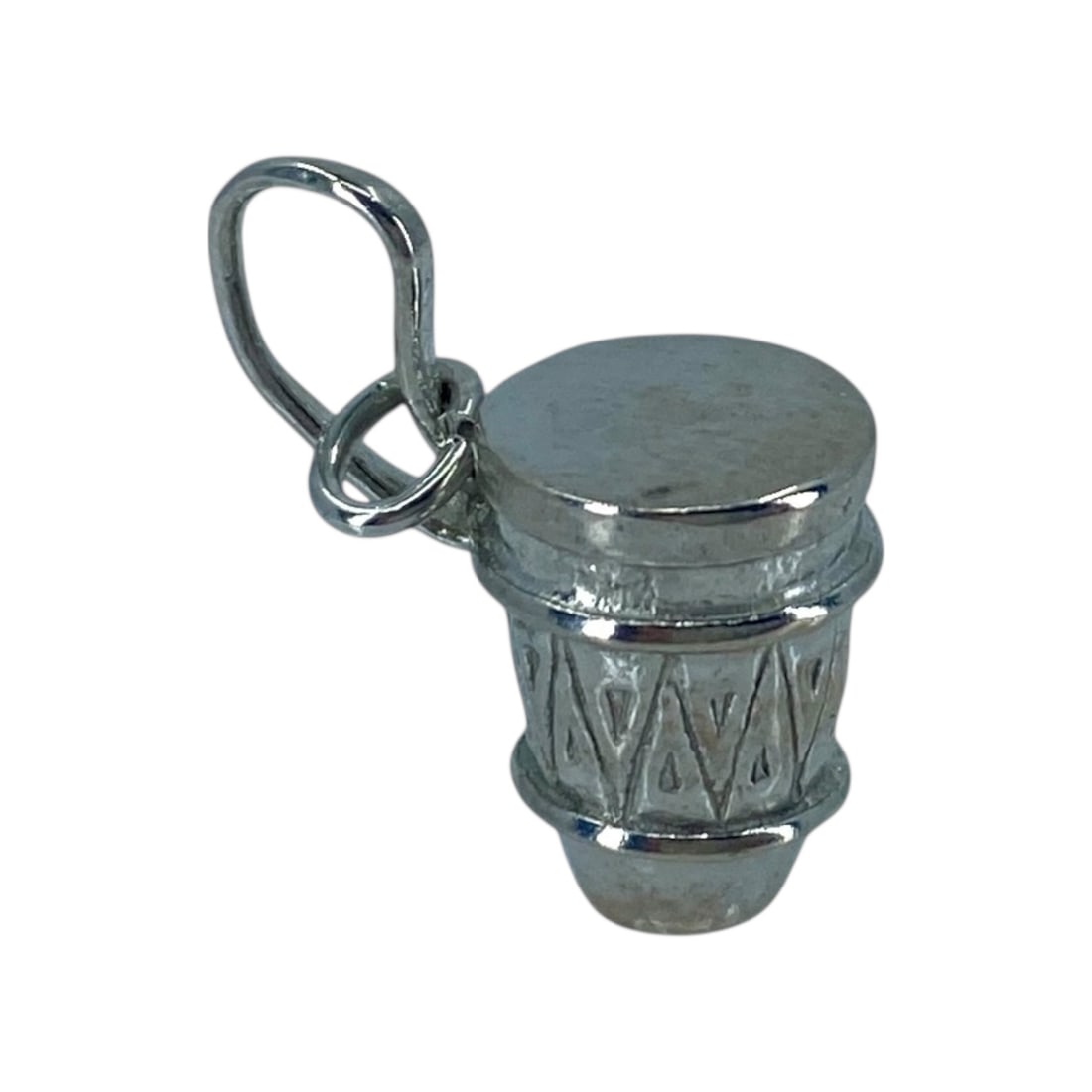 Cute Bongo Drum Sterling Silver Charm, 3.66g: Cute Bongo Drum Sterling Silver Charm, 3.66g, Engraved "Sterling"