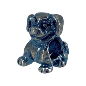Adorable Sterling Silver Signed Puppy Screw On Charm, 4.41g