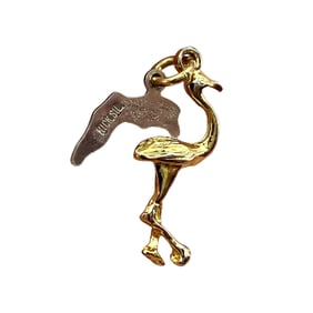 Dainty Gold Over Silver Flamingo Florida State Charm, 1.17g