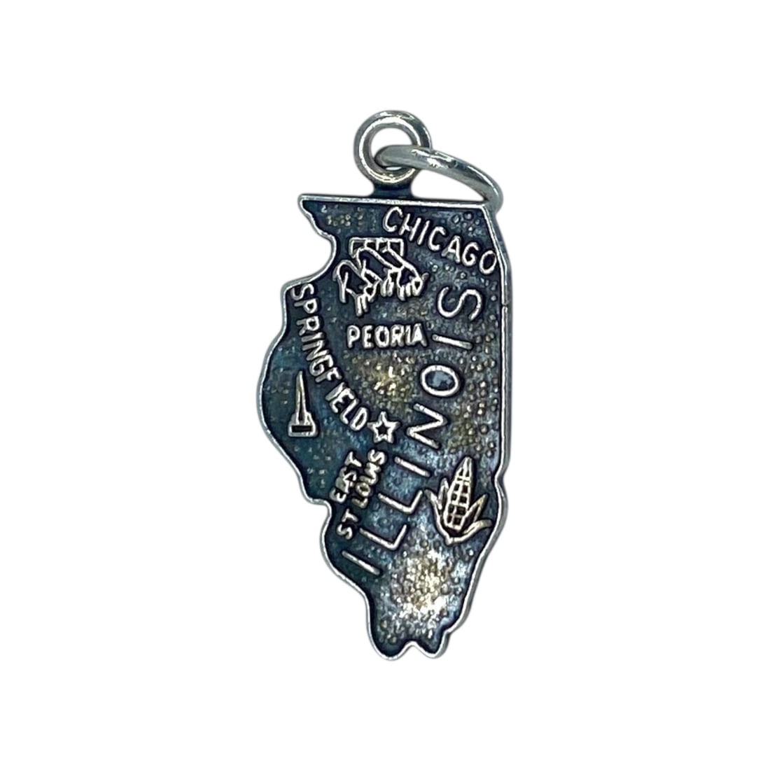 Illinois State Sterling Silver SIgned Charm, 1.24g: Illinois State Sterling Silver SIgned Charm, 1.24g, Engraved "Sterling E"