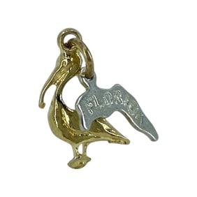 Dainty Gold Over Silver Pelican Florida State Charm, 1.17g