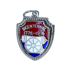 Vintage "Bicentennial 1776-1976" Sterling Silver Plaque Signed Charm, 2.31g
