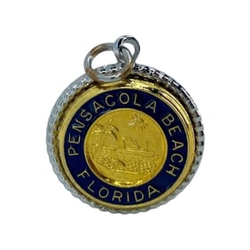 Pensacola Beach Florida Gold Over Sterling Silver Signed Charm, 2.86g