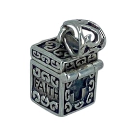 Engraved Sterling Silver Lock Box Signed Charm, 3.45g