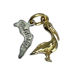 Gold Over Silver Pelican Florida State Charm, 1.14g
