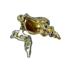 Gold Over Silver Conch Shell Florida State Charm, 1.84g