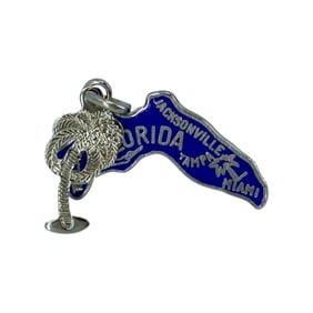 Blue Florida State Palm Tree Silver Charm, 1.29g