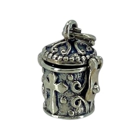 Ornate Engraved Sterling Silver Locket Box Charm, 3.43g