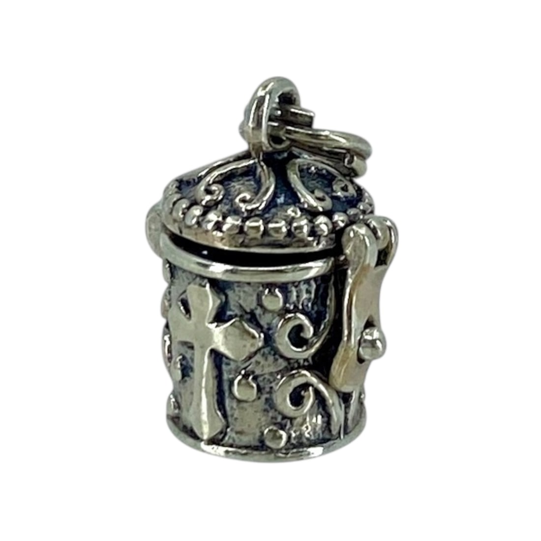 Ornate Engraved Sterling Silver Locket Box Charm, 3.43g (1 of 4)