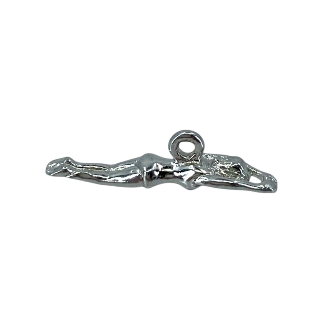 Dainty Sterling Silver Swimmer Charm, 1.04g: Dainty Sterling Silver Swimmer Charm, 1.04g
