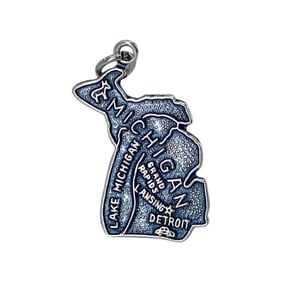 Michigan Sterling Silver State Signed Charm, 1.7g