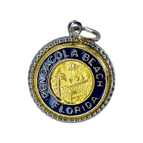 Pensacola Beach, FL Gold Over Sterling Silver Signed Charm, 2.89g