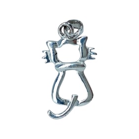 Adorable Cat Outline Sterling Silver Signed Charm, 0.78g