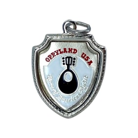 OPRYLAND USA "Home Of American Music" Shield Shaped Sterling Silver ROSECRAFT Charm, 1.41g