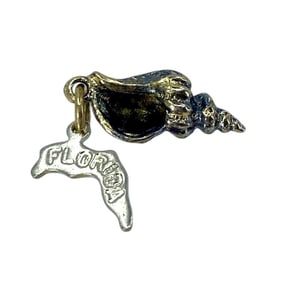 Conch Shell Florida State Gold Over Silver Charm, 1.84g