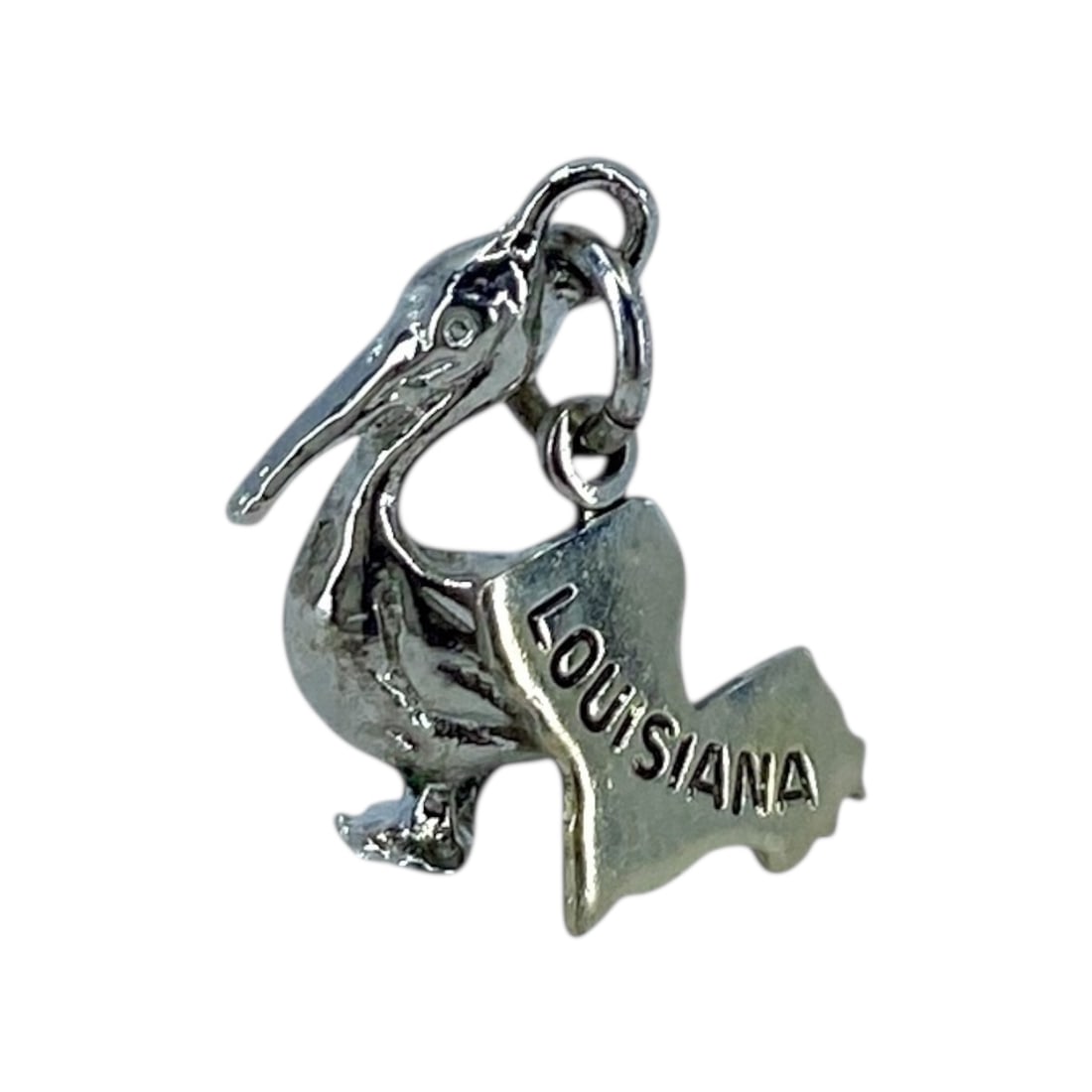 Nautical Pelican Louisiana State Sterling Silver Charm, 1.89g: Nautical Pelican + Louisiana State Sterling Silver Charm, 1.89g