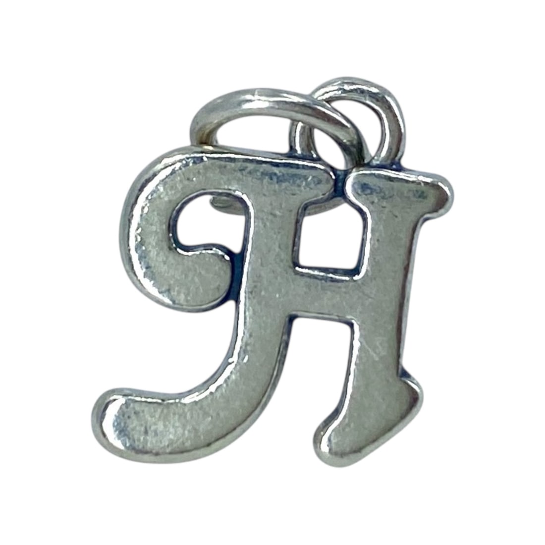 Cursive Capital H Sterling Silver Signed Charm, 1.55g: Cursive Capital H Sterling Silver Signed Charm, 1.55g, Engraved ".925 SJC"
