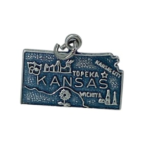 Vintage Kansas State Sterling Silver Signed Charm, 1.84g