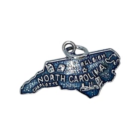 Engraved North Carolina Signed Sterling Silver State Charm, 1.15g