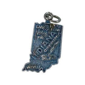 Engraved Indiana State Sterling Silver Signed Charm, 1.39g