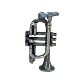 Small Trumpet Sterling Silver Charm, 2.68g