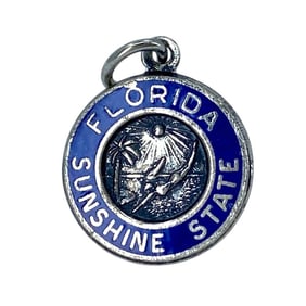 Blue Florida Sunshine State Sterling Silver Signed Charm, 1.83g
