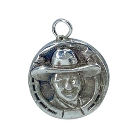 Vintage Cowboy Horseshoe Sterling SIlver Charm, 1.75g