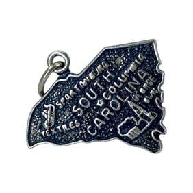 South Carolina State Shaped Sterling Silver Signed Charm, 1.84g