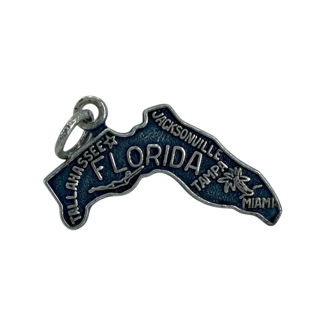 Florida State Shaped Sterling Silver Signed Charm, 1.04g (1 of 3)