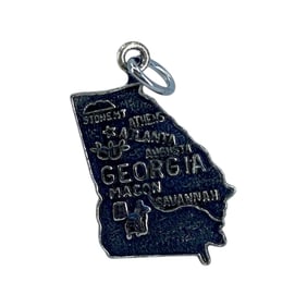 Georgia State Shaped Sterling Silver Signed Charm, 1.46g