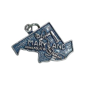 Maryland State Shaped Sterling Silver Signed Charm, 1.6g