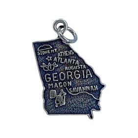Georgia State Shaped Sterling Silver Signed Charm, 1.54g