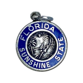 Blue Florida Sunshine State Sterling Silver Signed Charm, 1.86g