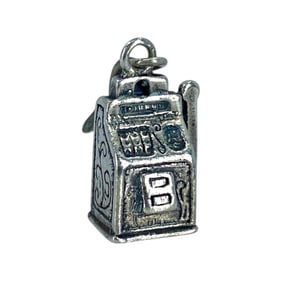 Ornate Etched Sterling Silver Slot Machine Charm, 4.41g