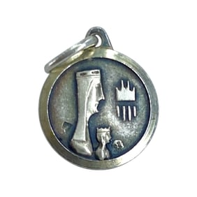Double Sided "Our Lady Of Montserrat" Spanish Sterling Silver Charm, 1.28g