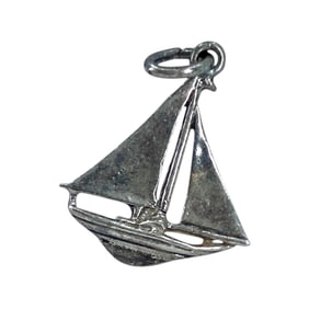 Vintage Sailboat Sterling Silver Charm, 1.02g
