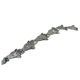 Chunky Sterling Silver Wolf Chain Signed Bracelet, 42.11