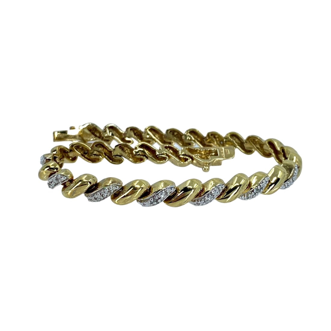 Ross Simons Diamond S Link Gold Over Sterling Silver Tennis Bracelet,16.34g (1 of 6)