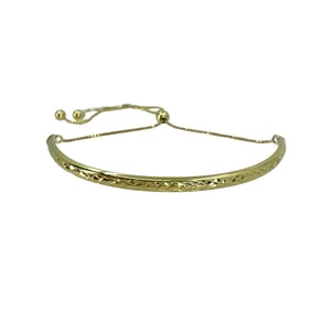 Hammered Gold Over Sterling Silver Bangle Style Bracelet w/ Box Chain, 9", 3.65g