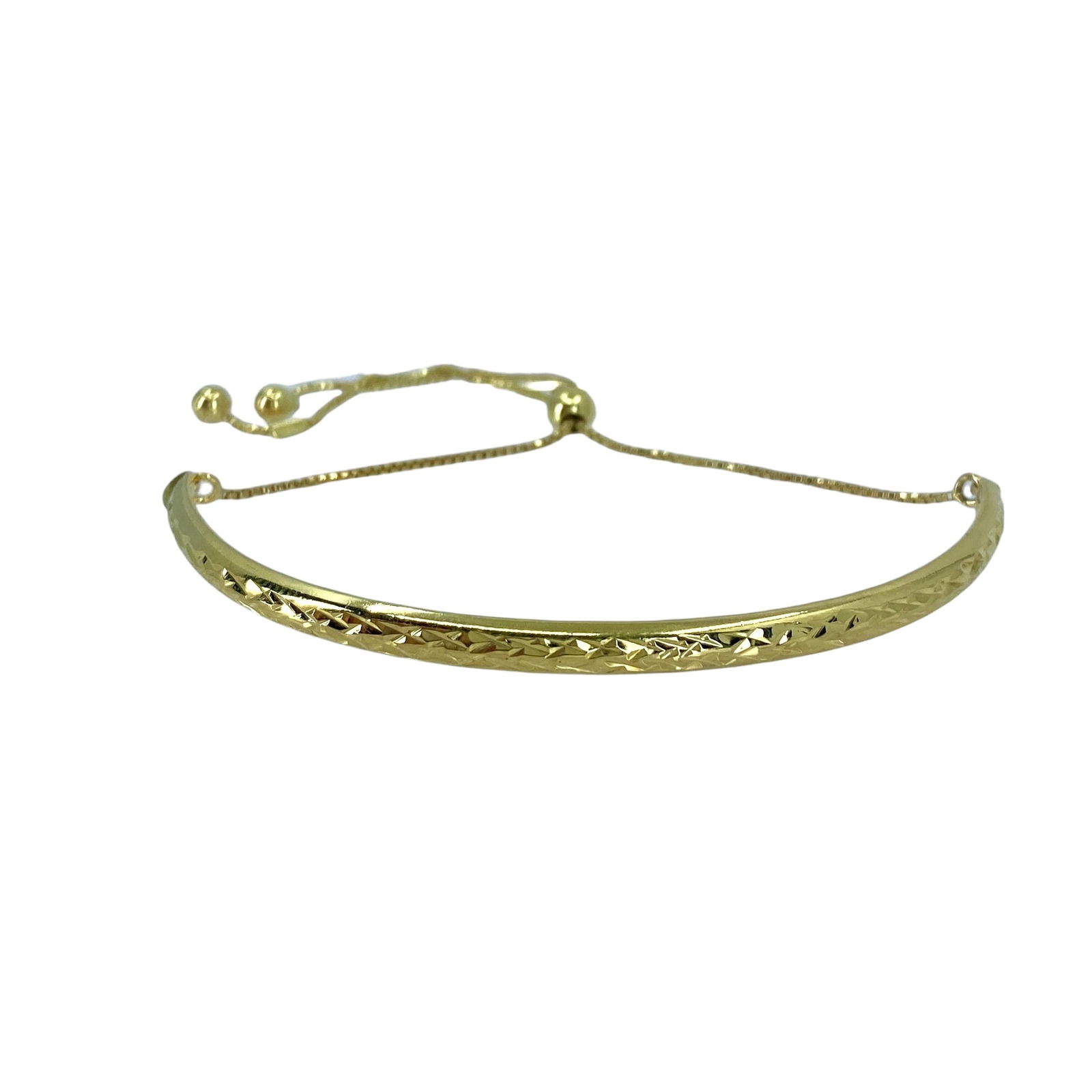 Hammered Gold Over Sterling Silver Bangle Style Bracelet w/ Box Chain, 9", 3.65g (1 of 5)