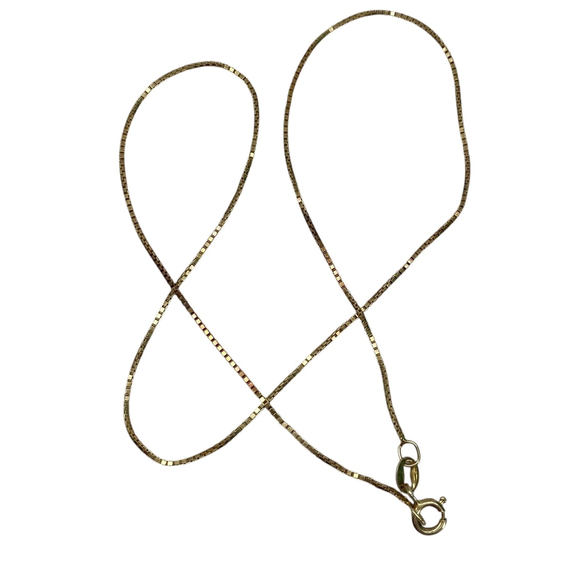 16.75" Gold Over Sterling Silver FDT Box Chain Necklace, 2.53g: 16.75" Gold Over Sterling Silver FDT Box Chain Necklace, 2.53g, Engraved "925 FDT"