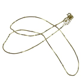 10.25" Gold Over Sterling Silver Signed Box Chain Bead Necklace, 3.53g